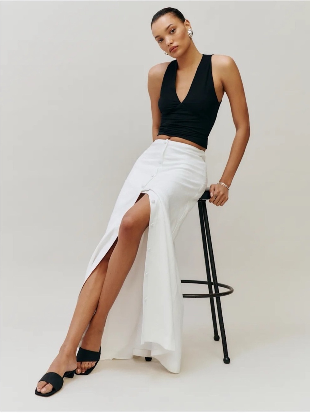 NWT Reformation Andi Linen Maxi Skirt White 10